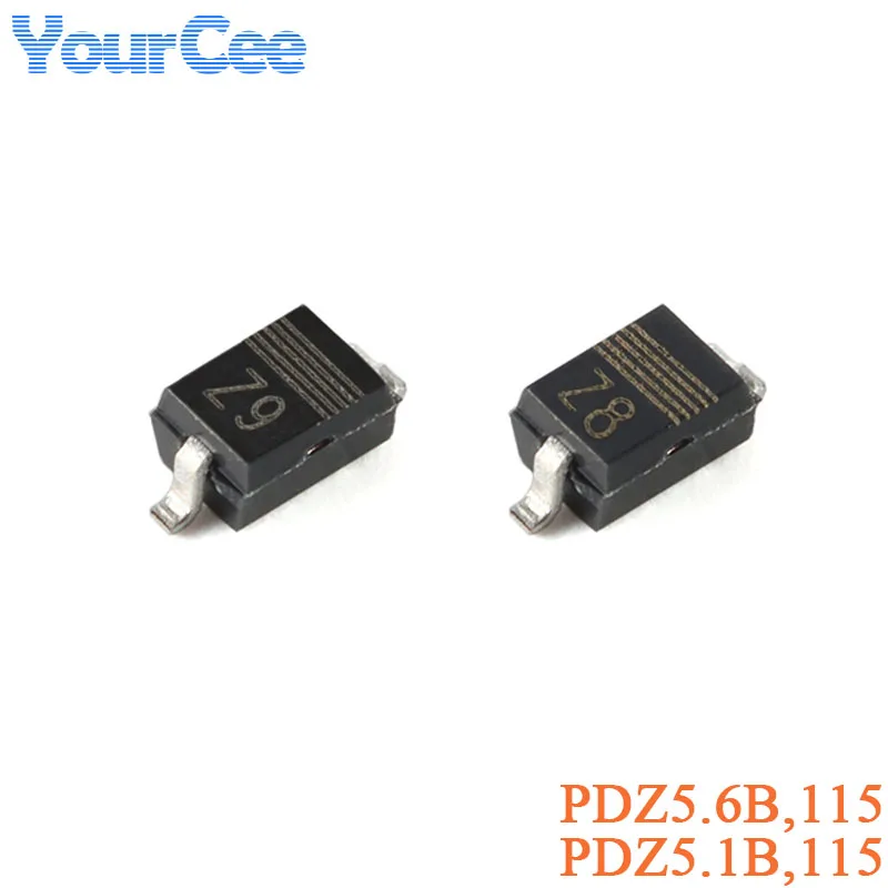 50Pcs PDZ5.6B,115 PDZ5.1B,115 SOD-323 Single Zener Diode Chip PDZ5 Z8 Z9 IC Chip SMD