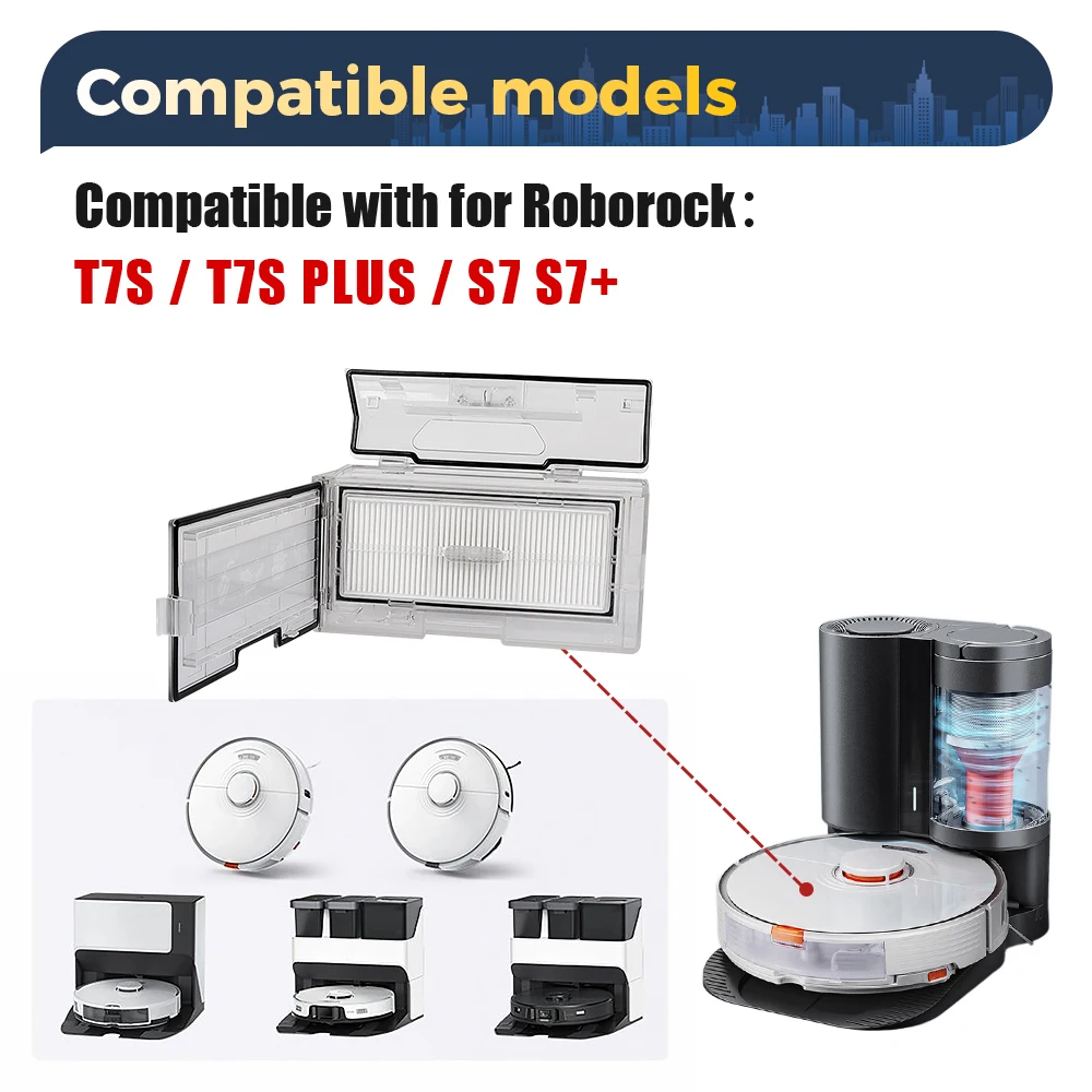 Dust Box For Roborock T7S T7SPlus S7 S70 S75 G10  Robot Vacuum Cleaner Accessories Container Dust Box Hepa Filter Spare Part