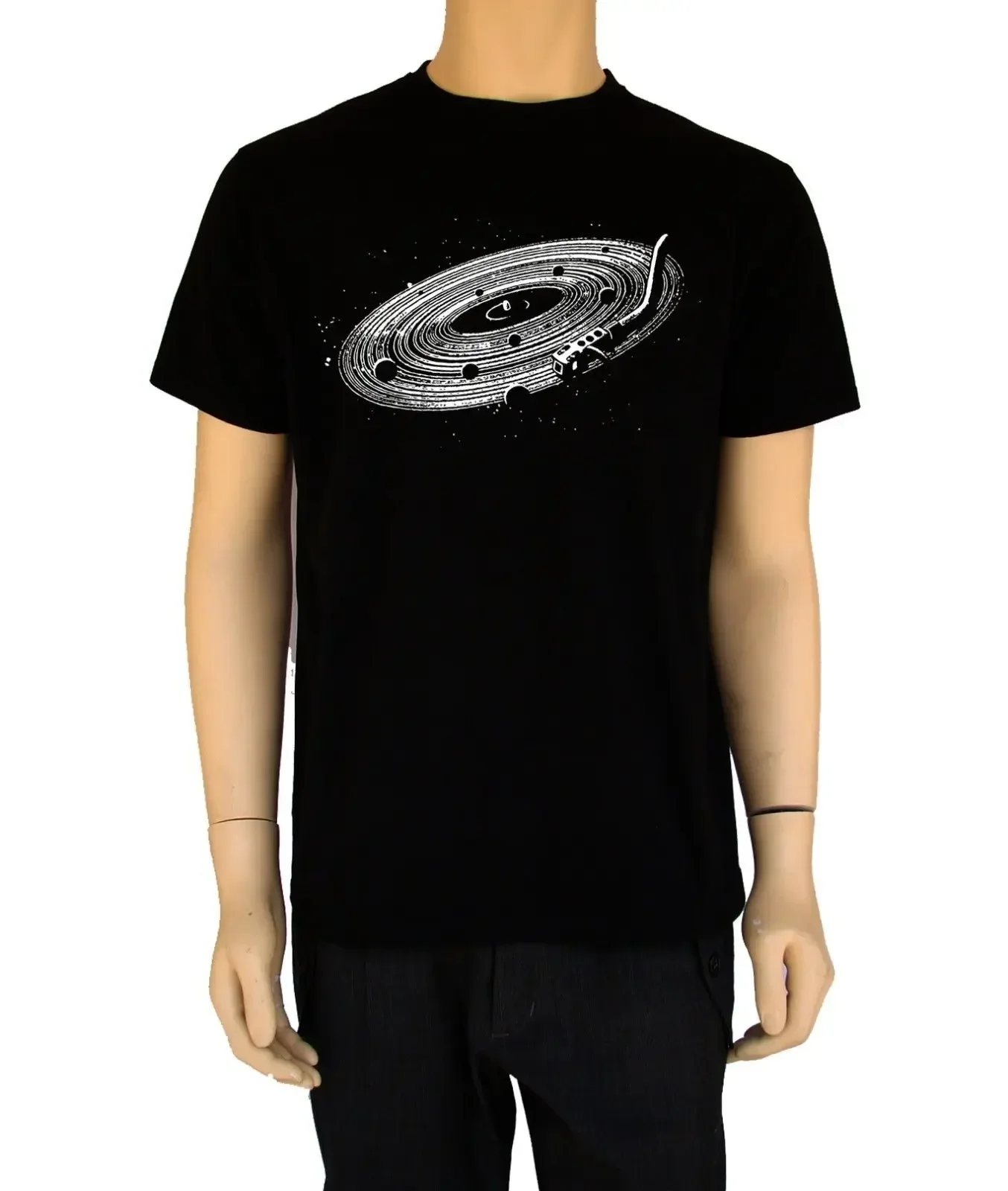Vinyl Record Music Remix-Dj Turntable Space Print 100% Cotton Man T Shirt 2019 New Fashion Brand Print Round Neck Men's T Shirt