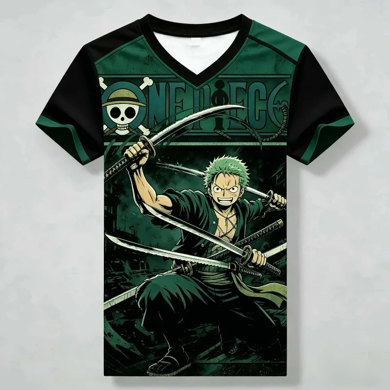 Summer New One Piece Monkey D Luffy 3D All Over Print Breathable Ocean Wave Anime Streetwear Unisex Casual Tee
