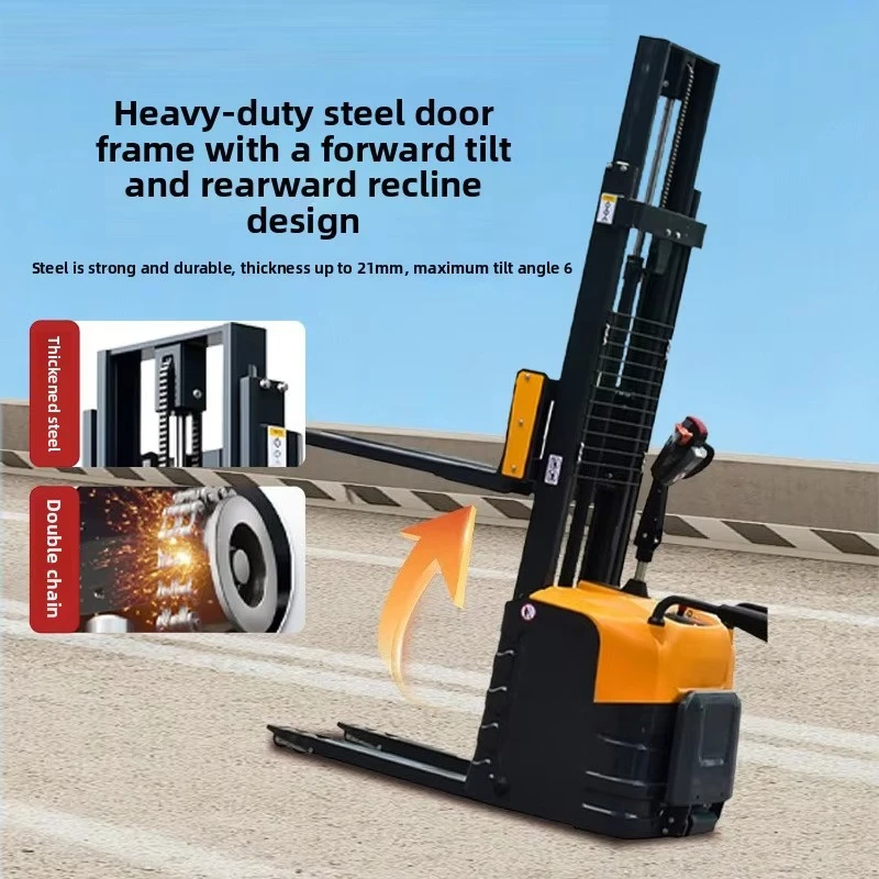 2 Ton  Electric Pallet Stacker Stand-up Stacker for Indoor Height Adjustable Warehouse Material Transport and Stacking