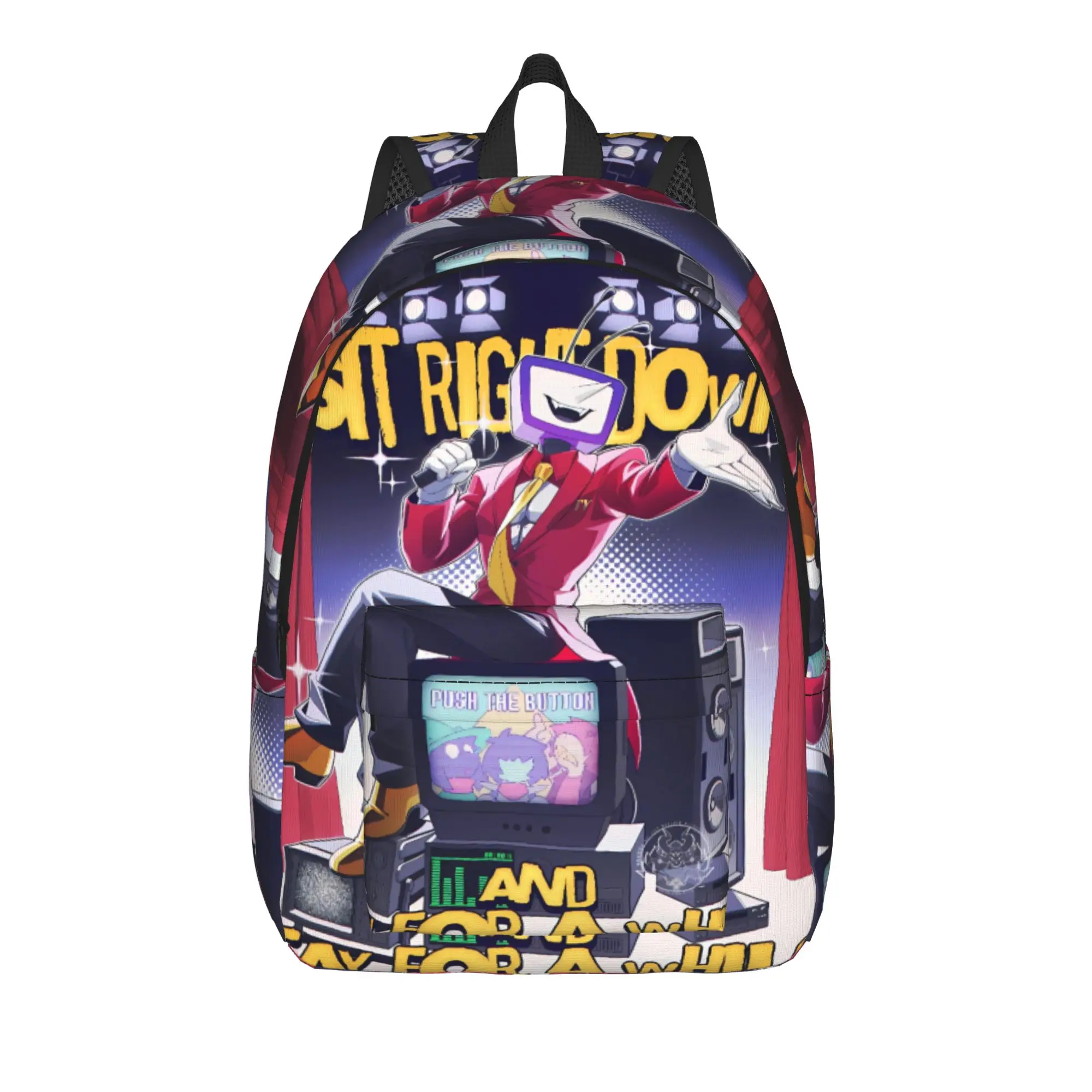Deltarune 3 Tenna It Is TV Time (2) Backpack  Outdoor Style Backpacks Women Men Kawaii High School Bags Colorful Print Rucksack