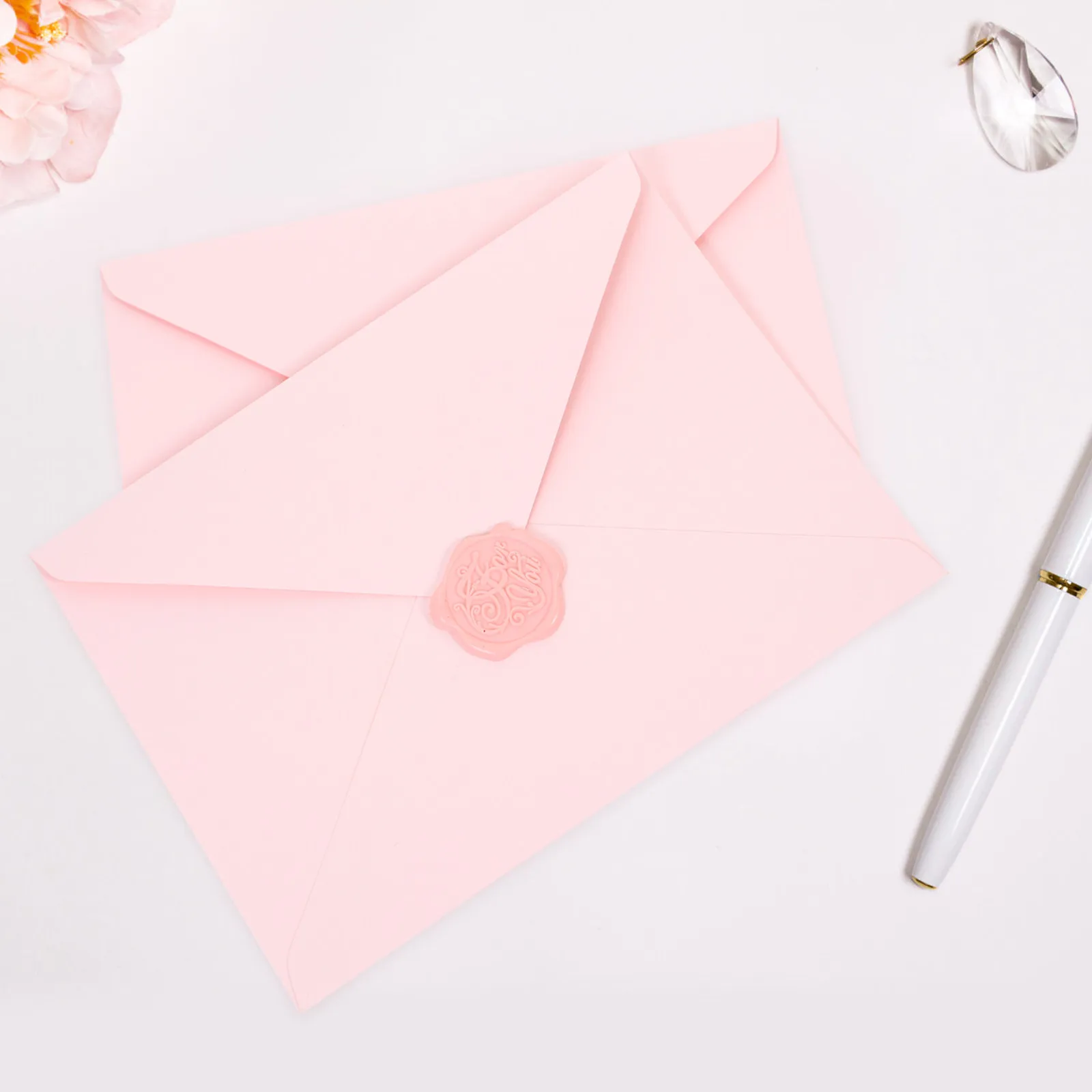 5 Sets Pink Envelopes and Cardstock Set for Bridal Shower, Engagement, Holiday & Tea Party – Luxury Paper Craft