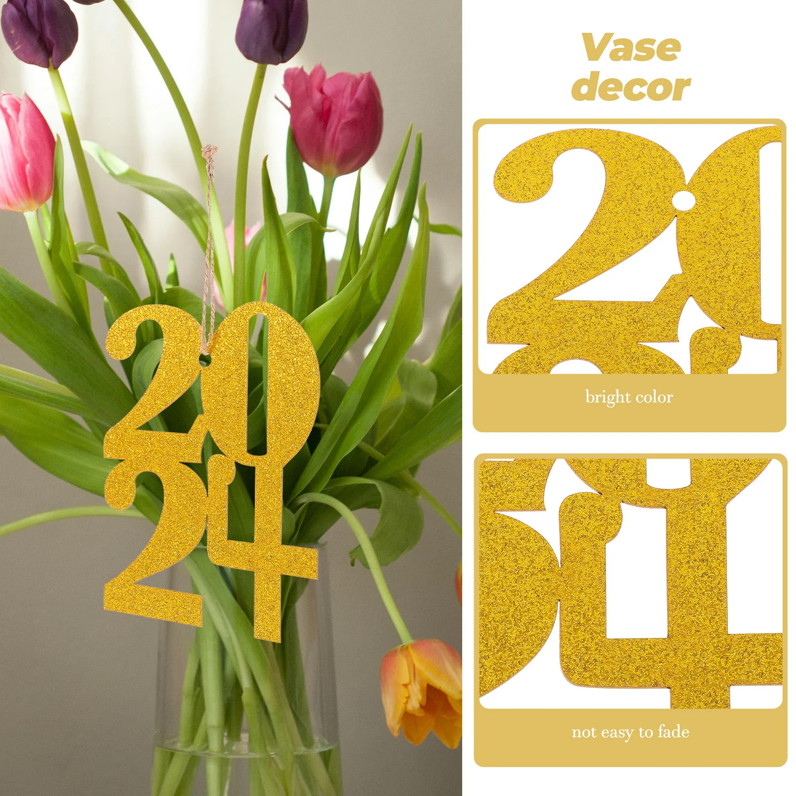 

1 set 1 Set Graduation Party Decorations 2024 Glitter Cutouts For Vase Wine Bottle Ornament Table Centerpieces Hanging Signs