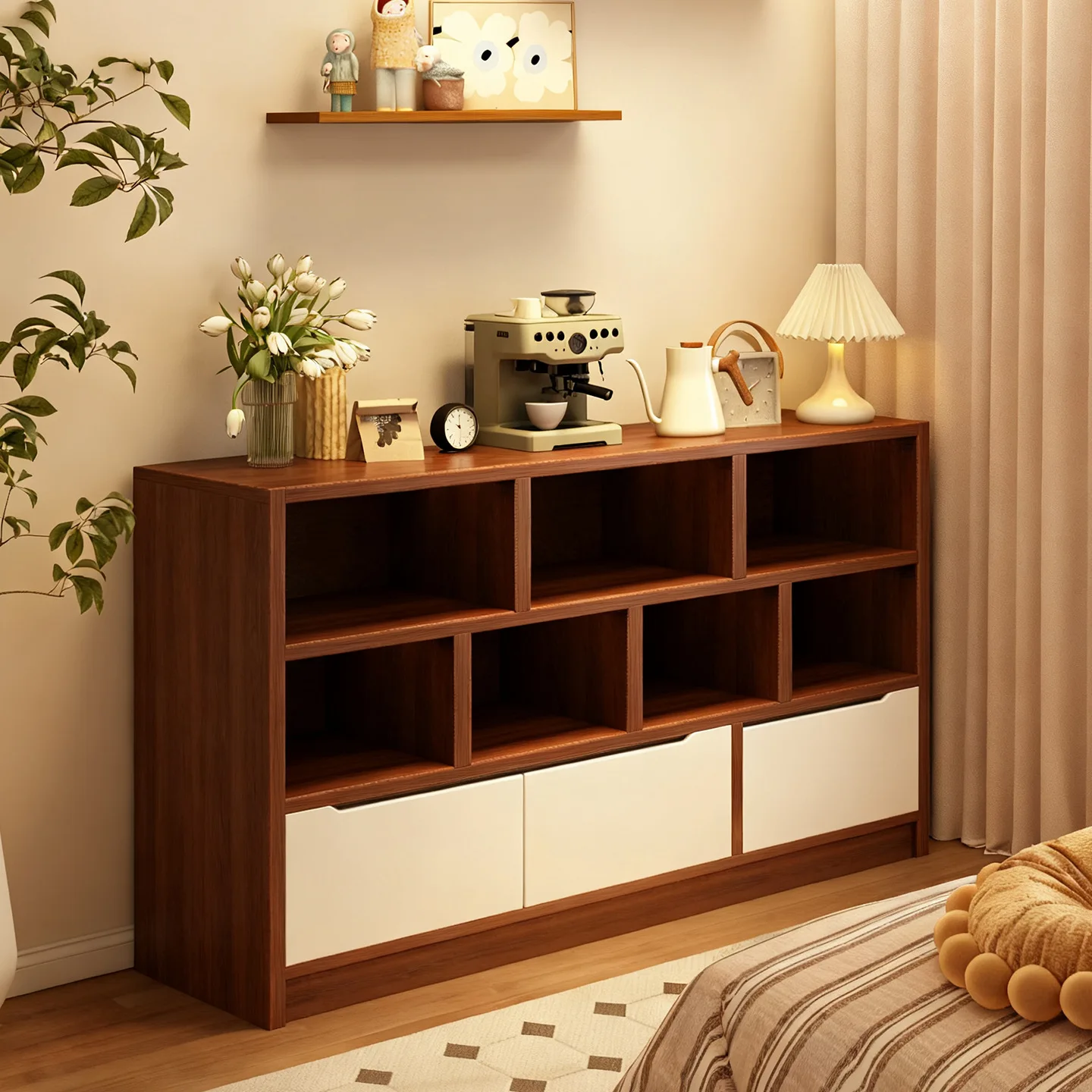 solid-wood-bookcase-locker-integrated-living-room-floor-kindergarten-combined-cabinet-simple-bedroom-end-of-bed