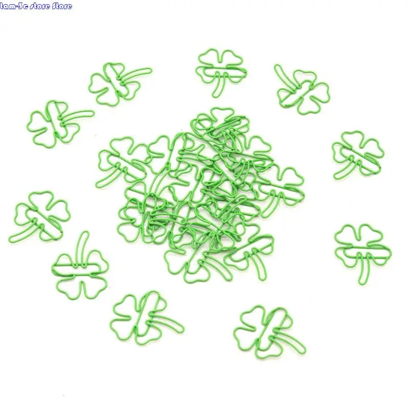 100 Pcs Decorative Paper Clips Four Leaf Clovers Paper Clip Bookmarks Metal Paperclips Creative Planner Clips for Office