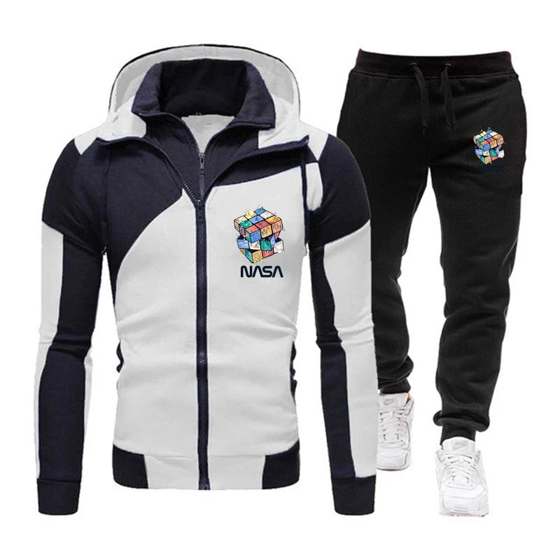 

2024 Autumn/Winter New Fashionable Double Zipper Hoodie+Pants 2-piece Windproof Designer Outdoor Sports Warmth Set