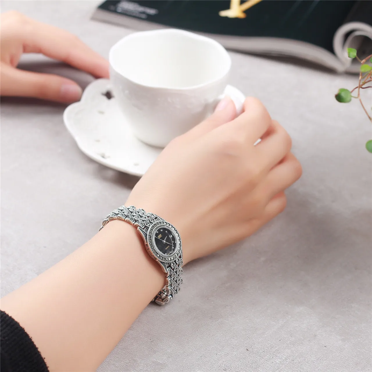 Real Solid Pure S925 Sterling Silver Jewelry Stylish Men and Women Thai Silver Bracelet Watch