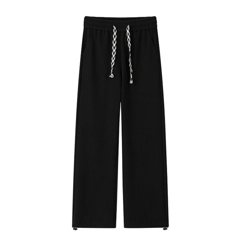 Black Casual Pants Men Fashion Oversized Wide Leg Pants Men Streetwear Hip-hop Loose Pleated Pants Mens White Trousers