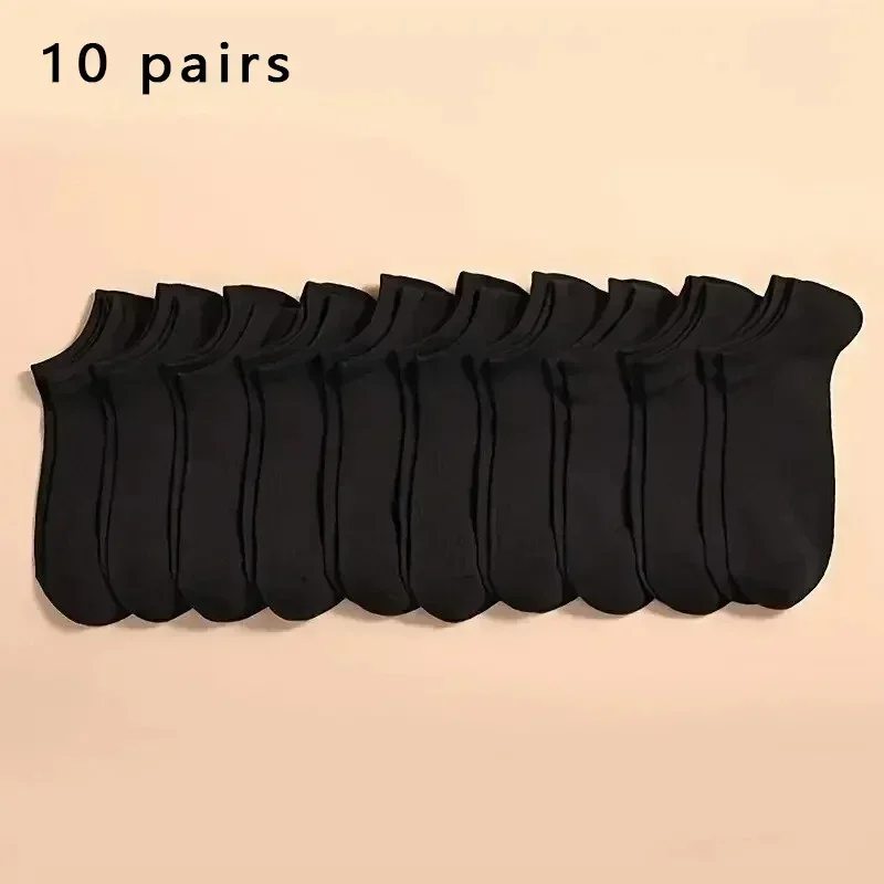 10 Pairs Unisex Casual Plain Color Boat Socks Thin Breathable Comfy Anti Odor Sweat-absorbing Low Cut Ankle Socks For Men Women