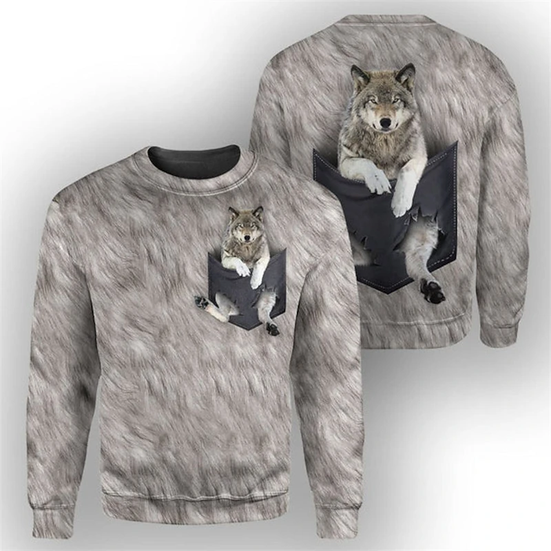 Rabbit Cat Wolf Animel 3D Printed Man Female Outwear Pullover Sweater Casual Fashion Jumper Top Autumn Sweatshirt Men Clothing