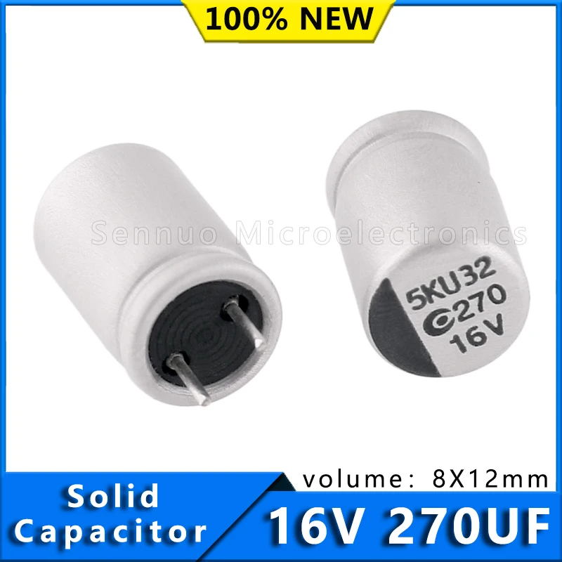 10Pcs  new original 16V 270uf 8x12 solid-state capacitors, computer motherboard capacitors, motherboard solid-state capacitors
