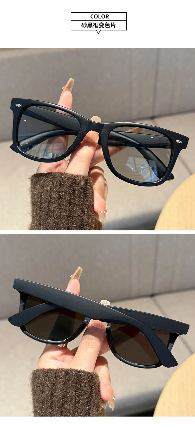 Vintage quadratische Sonnenbrille für Damen und Herren, rechteckige Sonnenbrille, ovale Brillen, Sonnenbrille für Männer und Frauen – Detail 13
