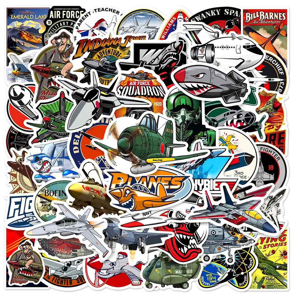 10/30/50pcs Cartoon Cute Airplane Warplane Graffiti Stickers Kids Toys Laptop Skateboard Phone Car Decoration Waterproof Sticker