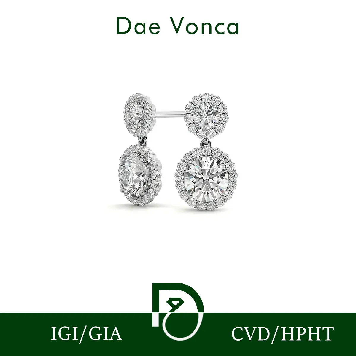 14K White Gold Diamond Drop Earring Customized 2.0CT Lab Grown Diamond Elegant Earrings For Women IGI Certificate