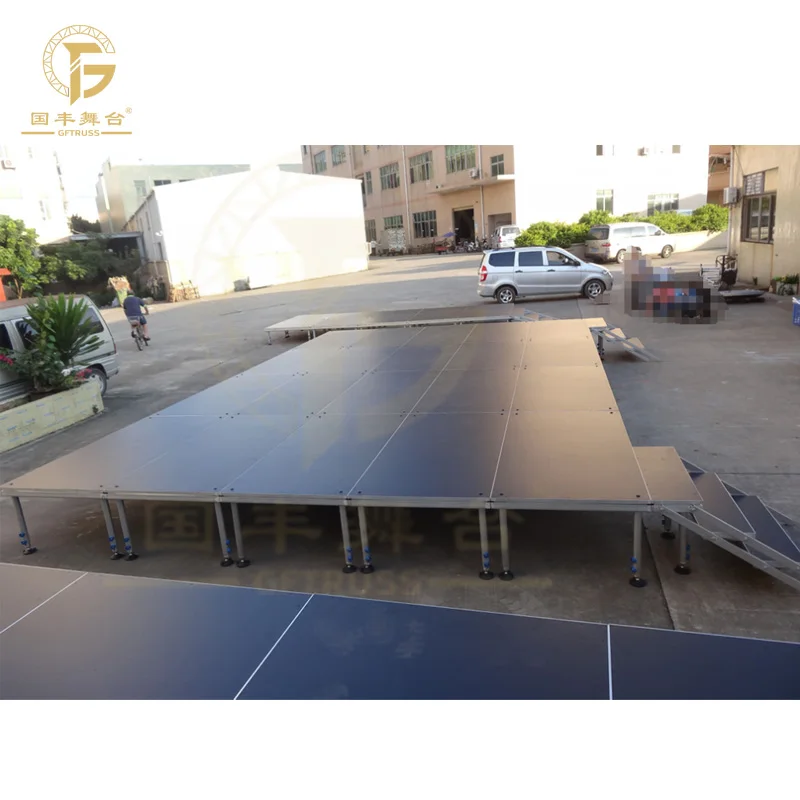 Aluminum Easy Assemble Adjustable Legs Event Stage Platform 3-steps Stairs for Simple Stage