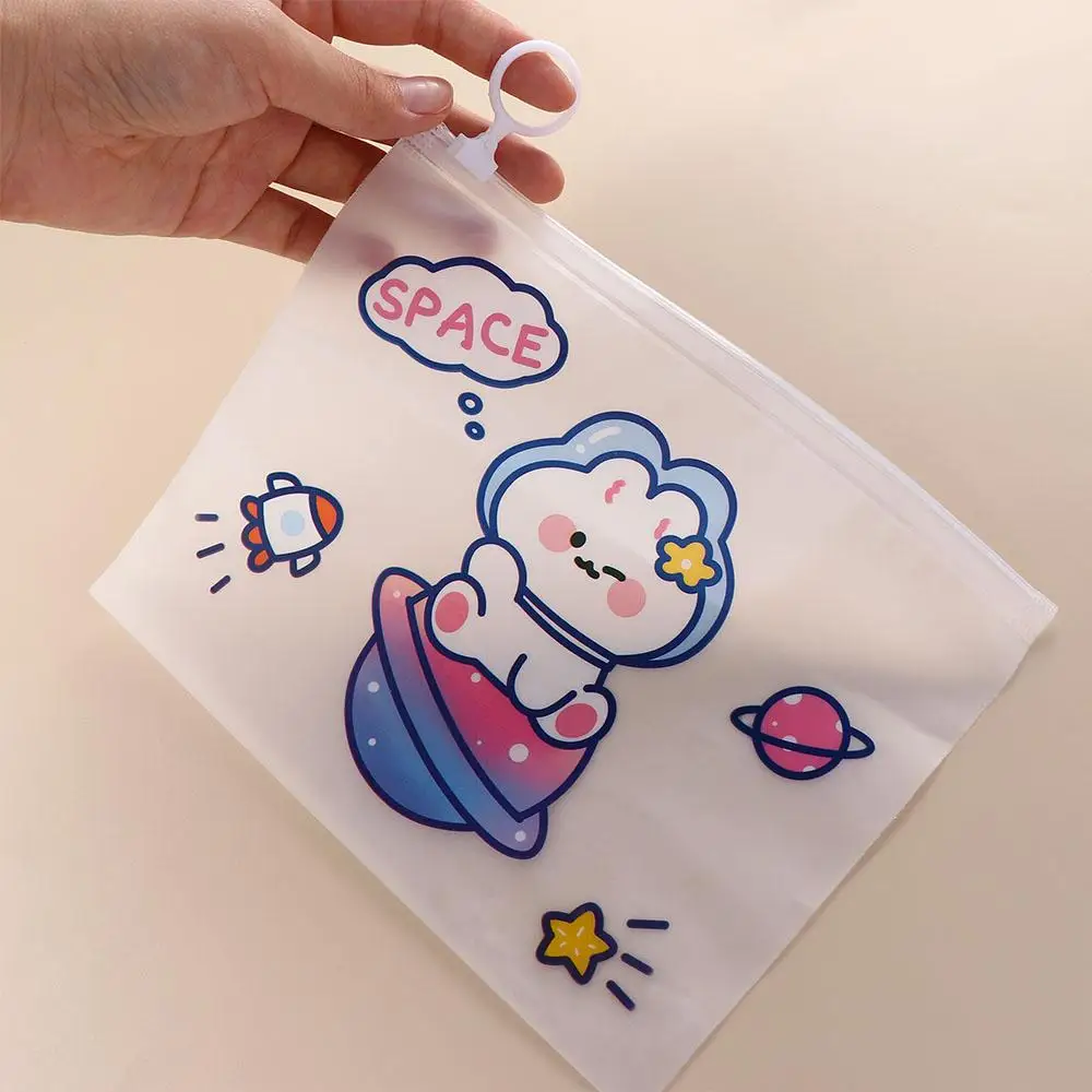 1 Pc PVC File Storage Bag Kawaii File Folder High Capacity Information Bag Cartoon Pen Case Learning Stationery Office Supplies