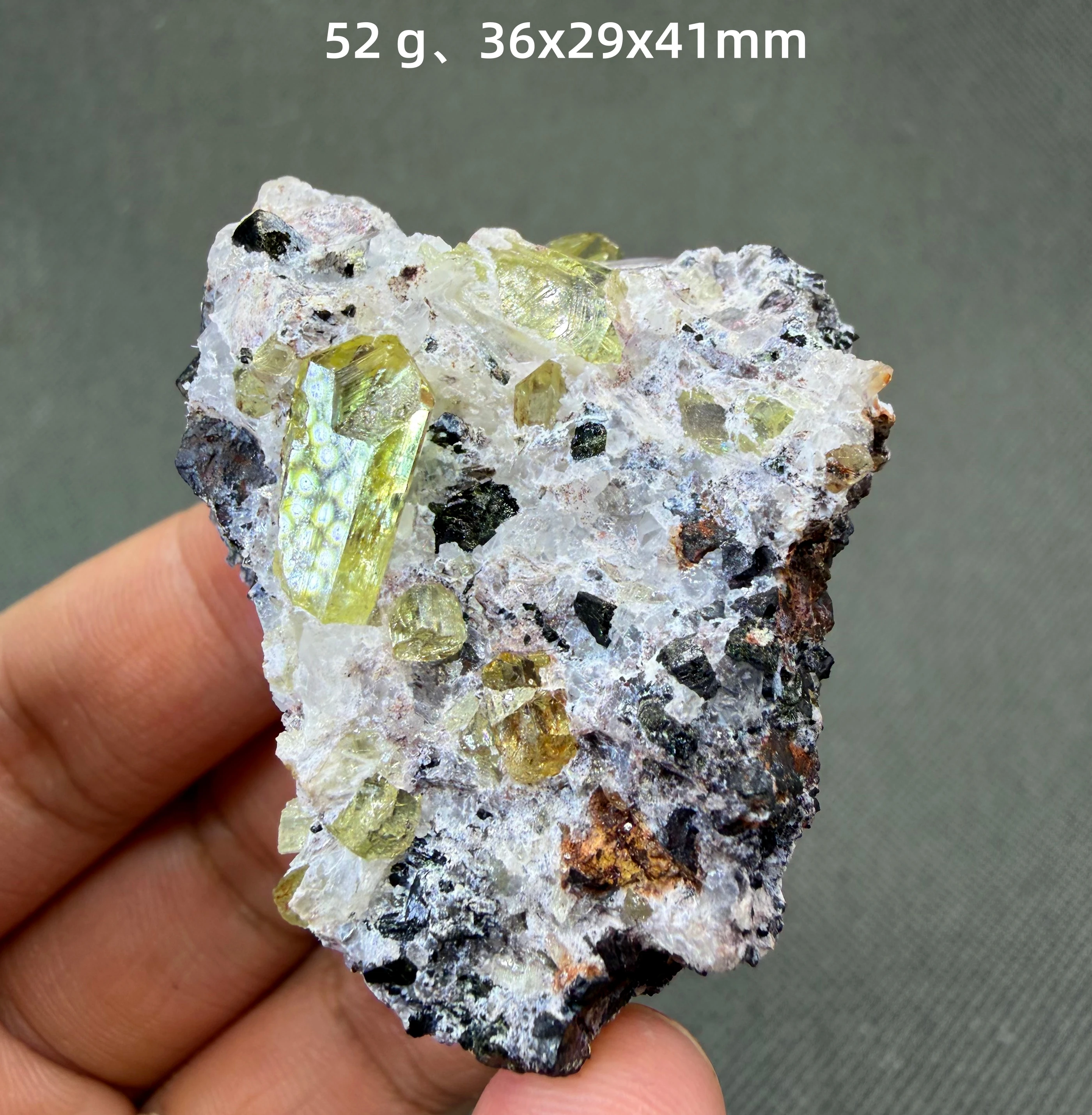 52 g Natural Yellow Apatite Mineral Specimen from Durango Mexico Hexagonal Fluorapatite Raw Crystal for Collection Home Decor