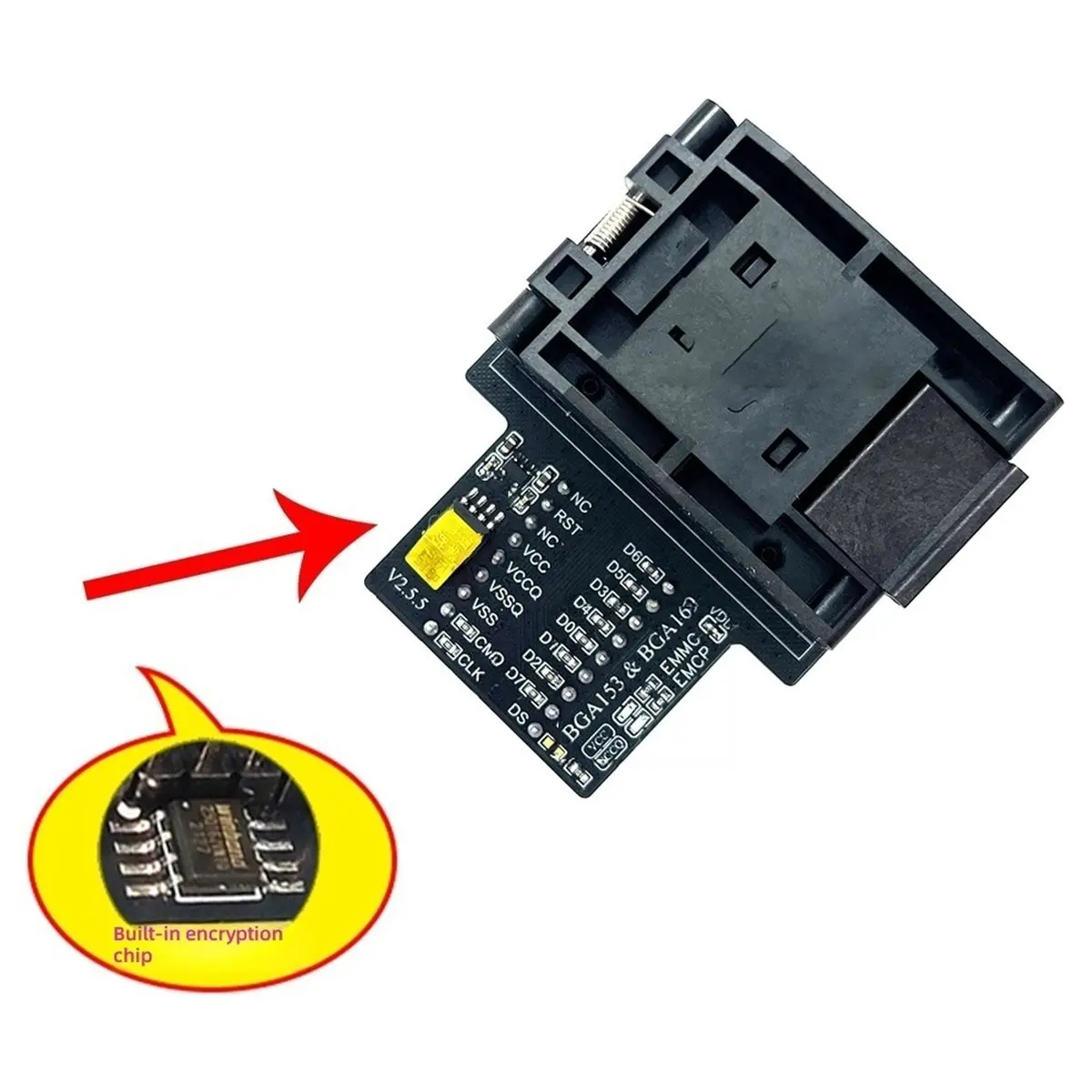 V2.55 RT809H/ Emmc Adapter Emmc Burning Seat, BGA153 BGA169 Emmc Adapter, Socket for Chip Repair and Data Programming