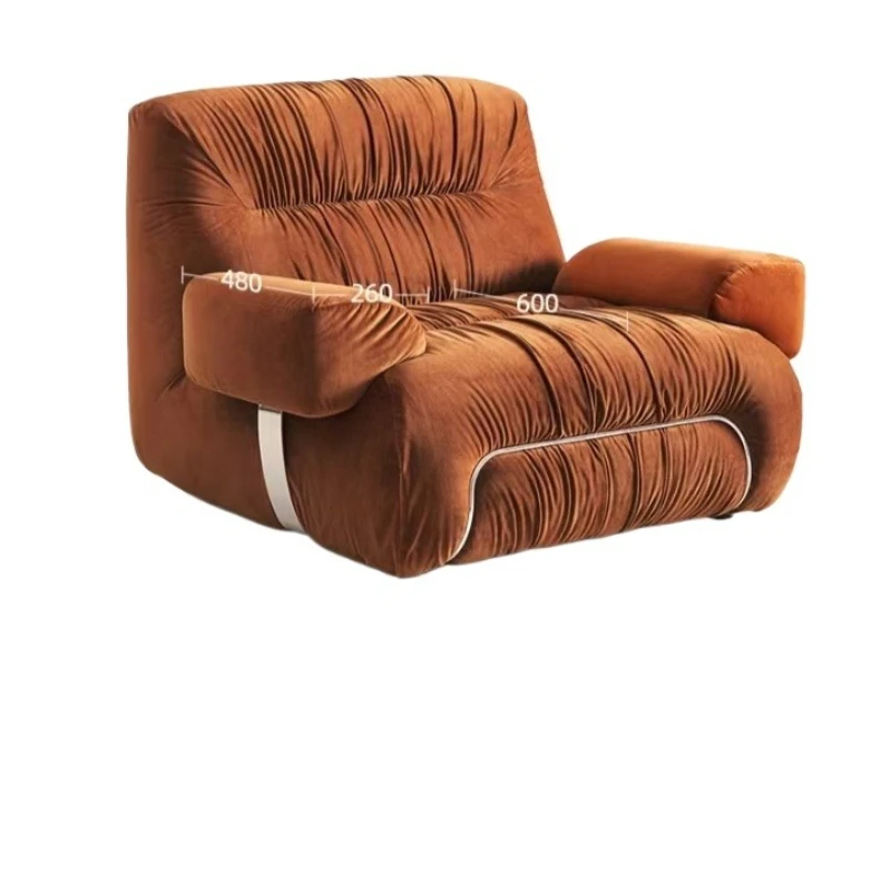 French retro fabric sofa, mid-century style modular single/double seat small living room furniture