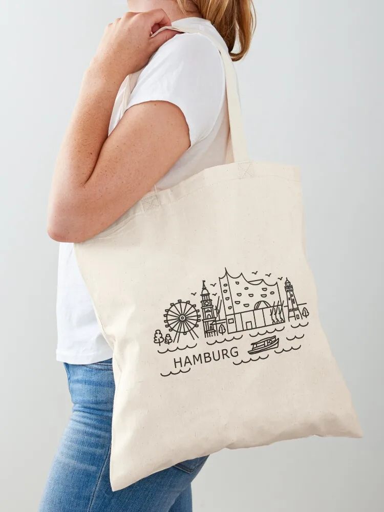 Hamburg in Artline style Tote Bag personalized tote bag Big bag canvas shopping