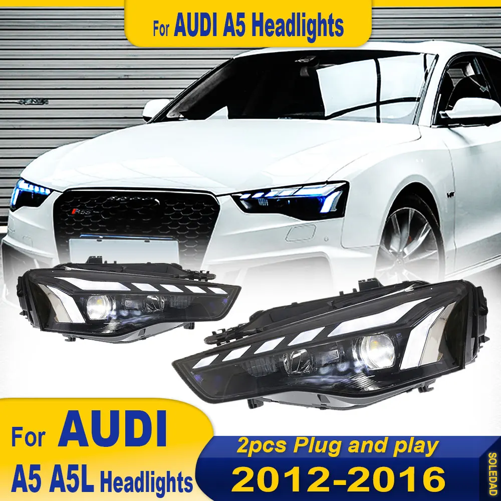 2pcs LED Headlights For Audi A5 2012-2016 Accessories Upgrade Car RS5 Styling A5L Led Front DRL Turn Signal Lights Assembly