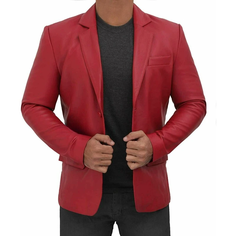 

Men's NEW Soft & Smooth Pure Genuine Lambskin Leather Blazer Coat Warm Outerwear