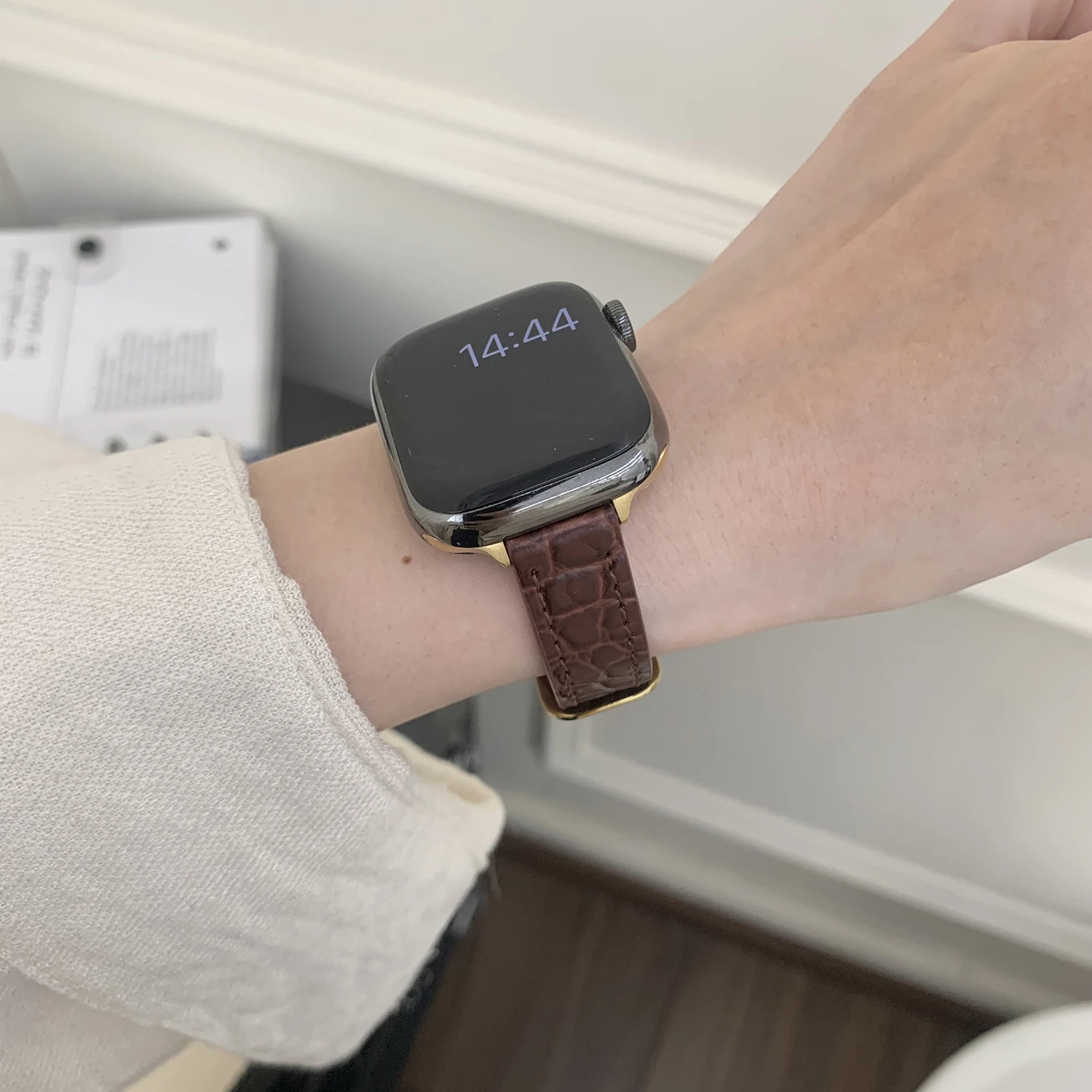 الملمس حزام من الجلد 14 مللي متر لساعة أبل 49 46 45 44 42-38 مللي متر S10 S11 الأعمال معصمه سوار ساعة اكسسوارات #4