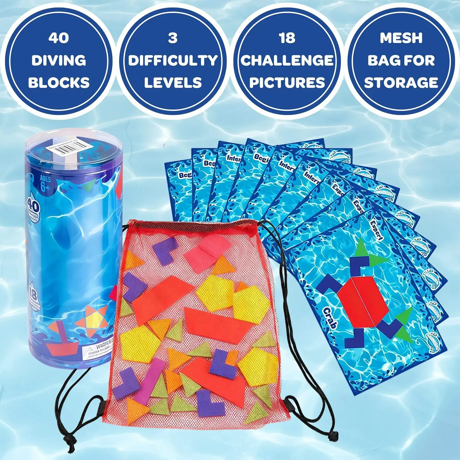 Diving Toys for Kids Pool Fun Underwater Swimming Games Dive Rings Toy Set for Boys Girls Outdoor Backyard Beach Summer Vacation