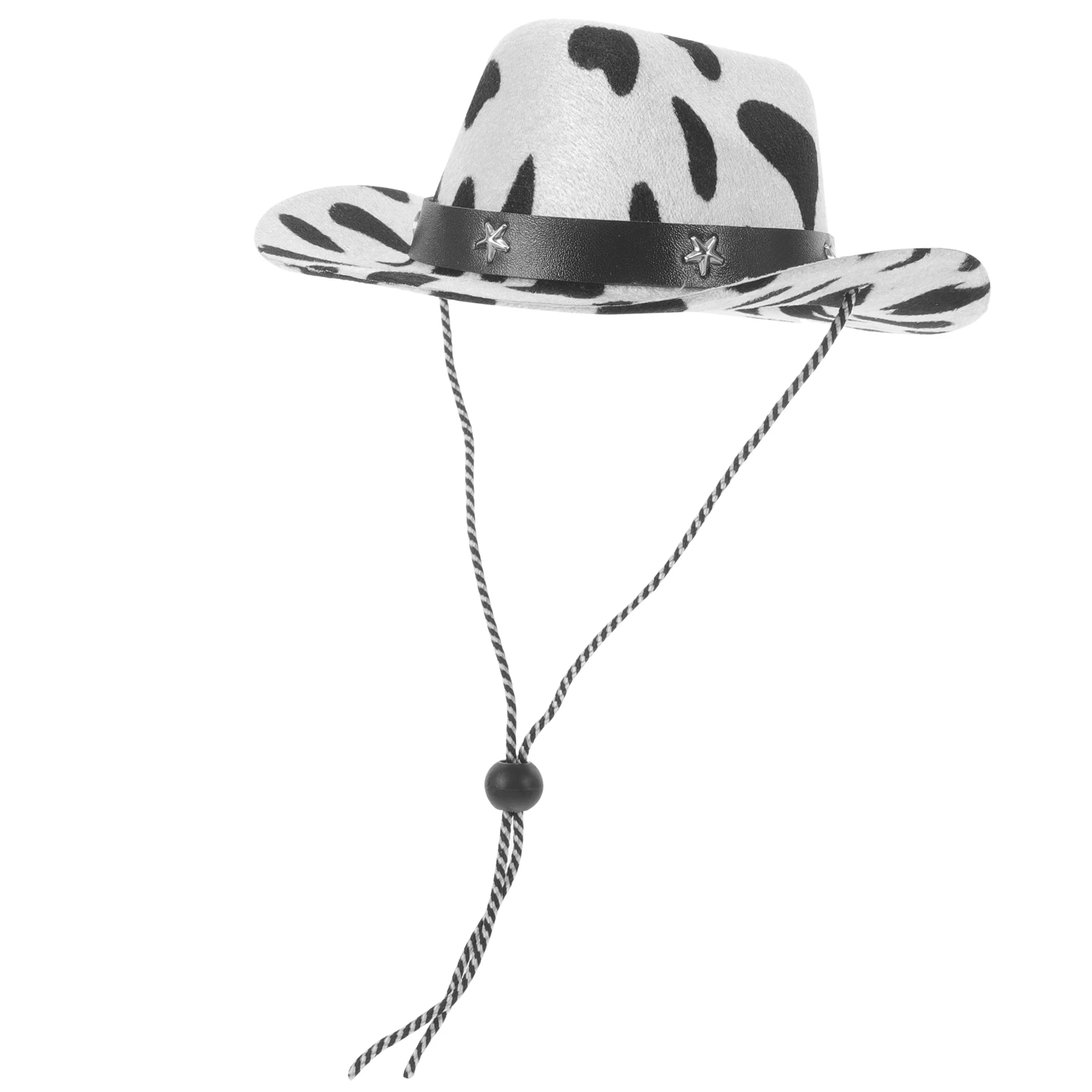 

Pet Cowboy Hat for Dogs Cats Adjustable Decorative Puppy Hats Milk Pattern Festival Party Accessories Sun Hat