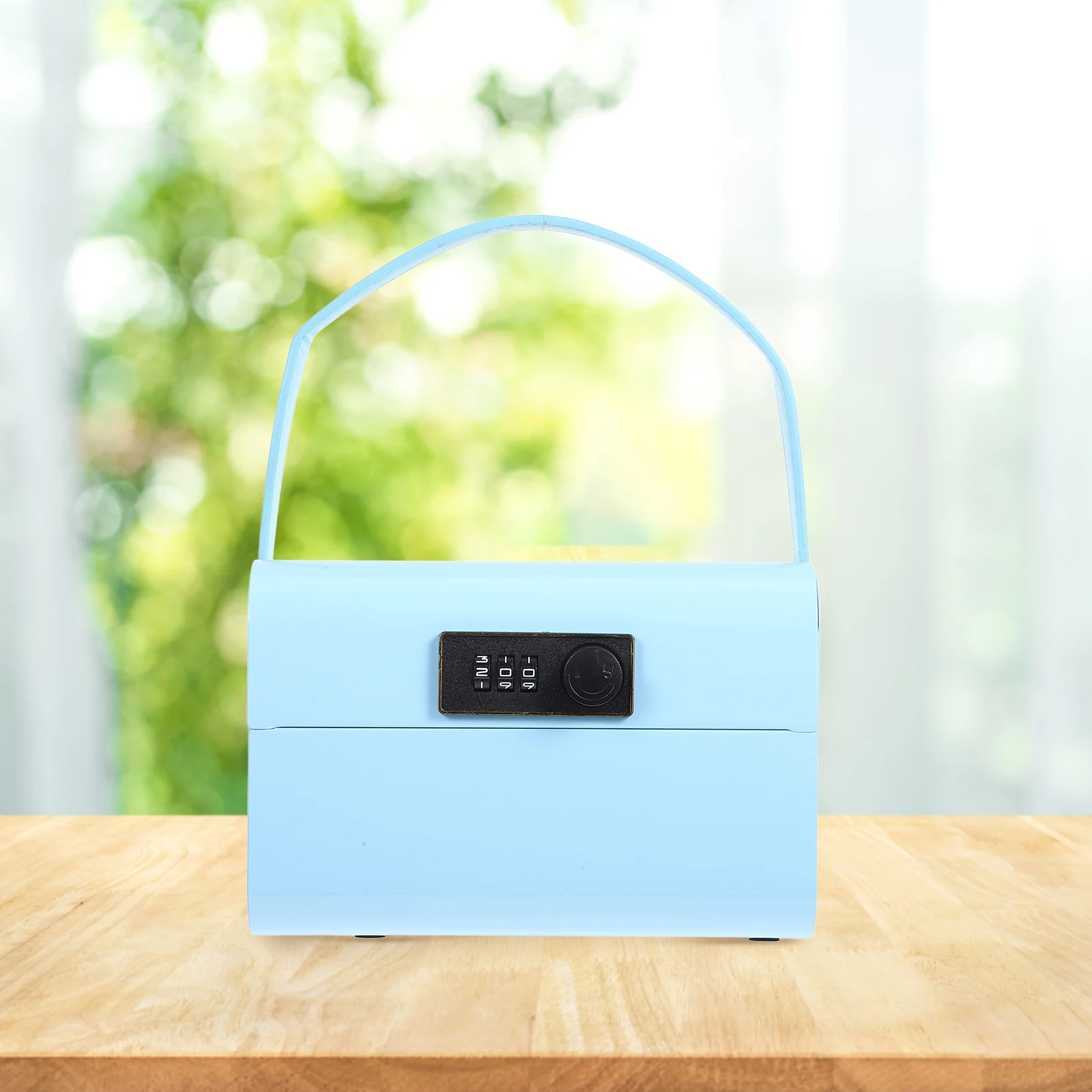 Pig Bank Iron Box Piggy for Bills Toy Outdoor Adult with Lock Blue Large Retro Dad