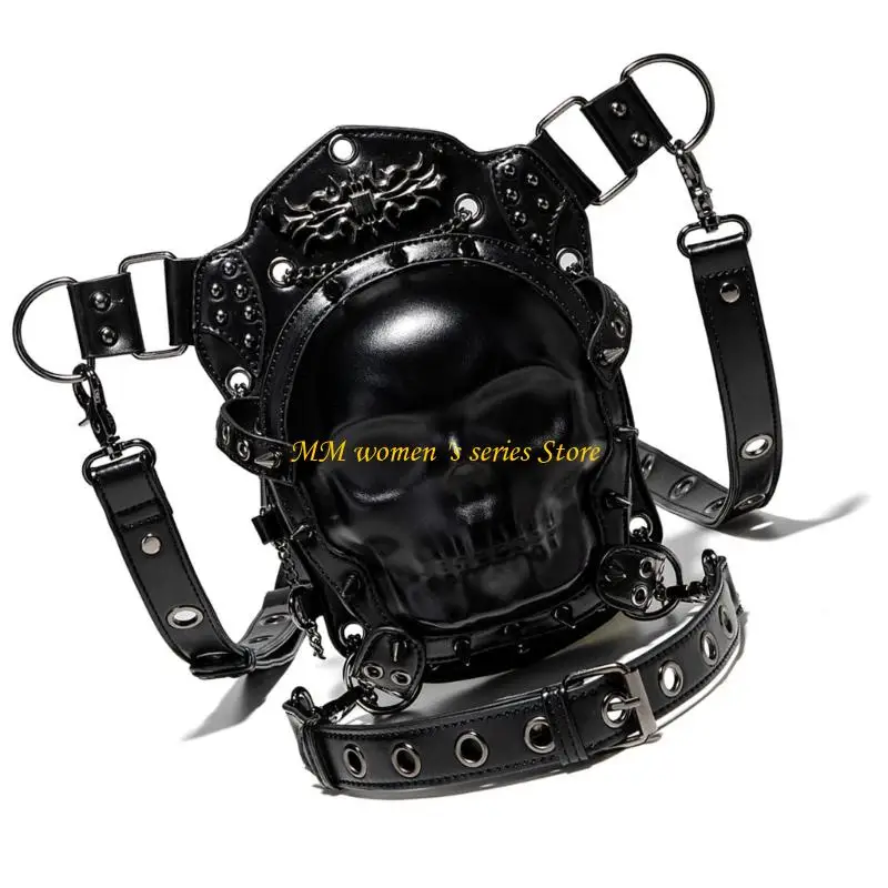 Q39C 고딕 가죽 허리 가방 화니 팩 허벅지 다리 엉덩이 홀스터 지갑 여행 파우치 하이킹 스포츠 체인 가방 여성용 남성용