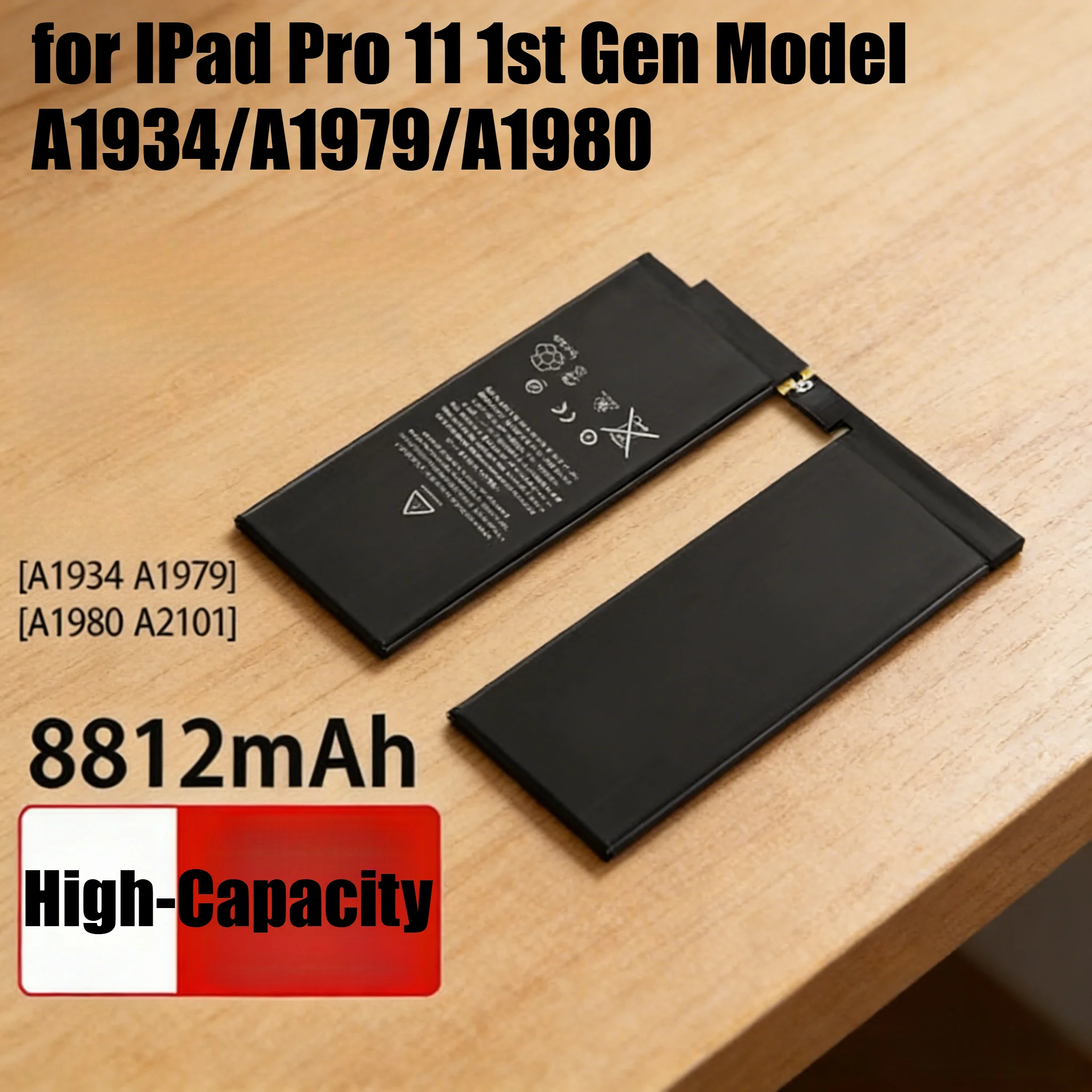 

Аккумулятор повышенной емкости 8812 мАч класса A+++ для iPad Pro 11 1-го поколения (модели A1934/A1979/A1980), премиум-замена, быстрая зарядка