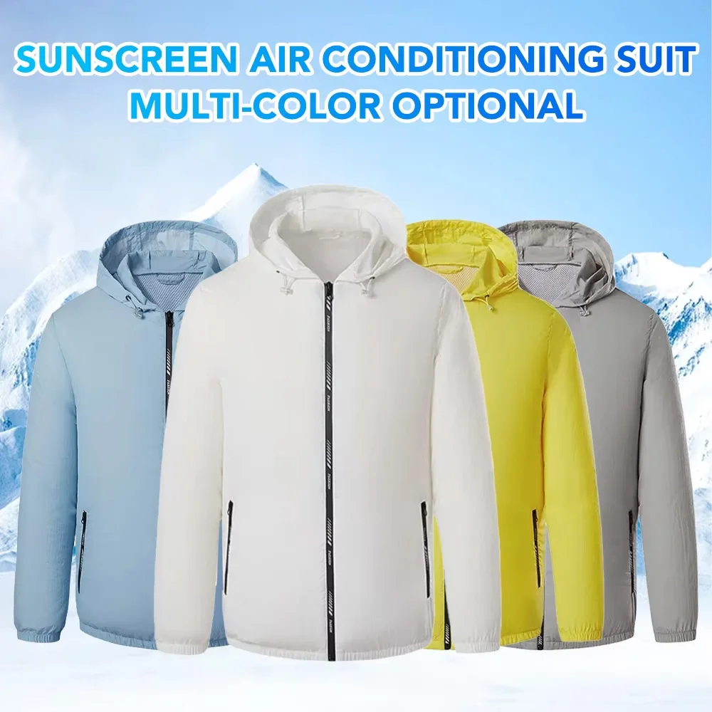 Summer USB Electric Fan Cooling Jackets Outdoor Sun Protection Air Conditioning Clothing Couples Hooded Heatstroke Skin Coat