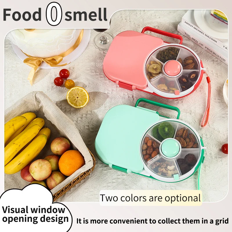 Rotating Lunch Box, Split Vegetable Plate with Lid, Sealable Fruit Plate, Moisture-proof