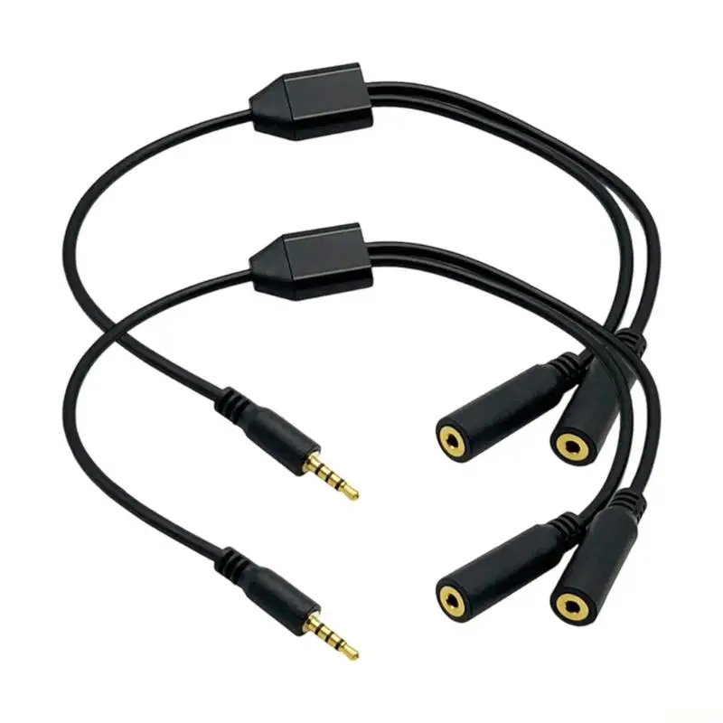 B03F TRRS 4Pole 2.5mm Y Splitter Cable Gold Plated Plugs Simultaneous Device Connection Durability PVC Metal Construction