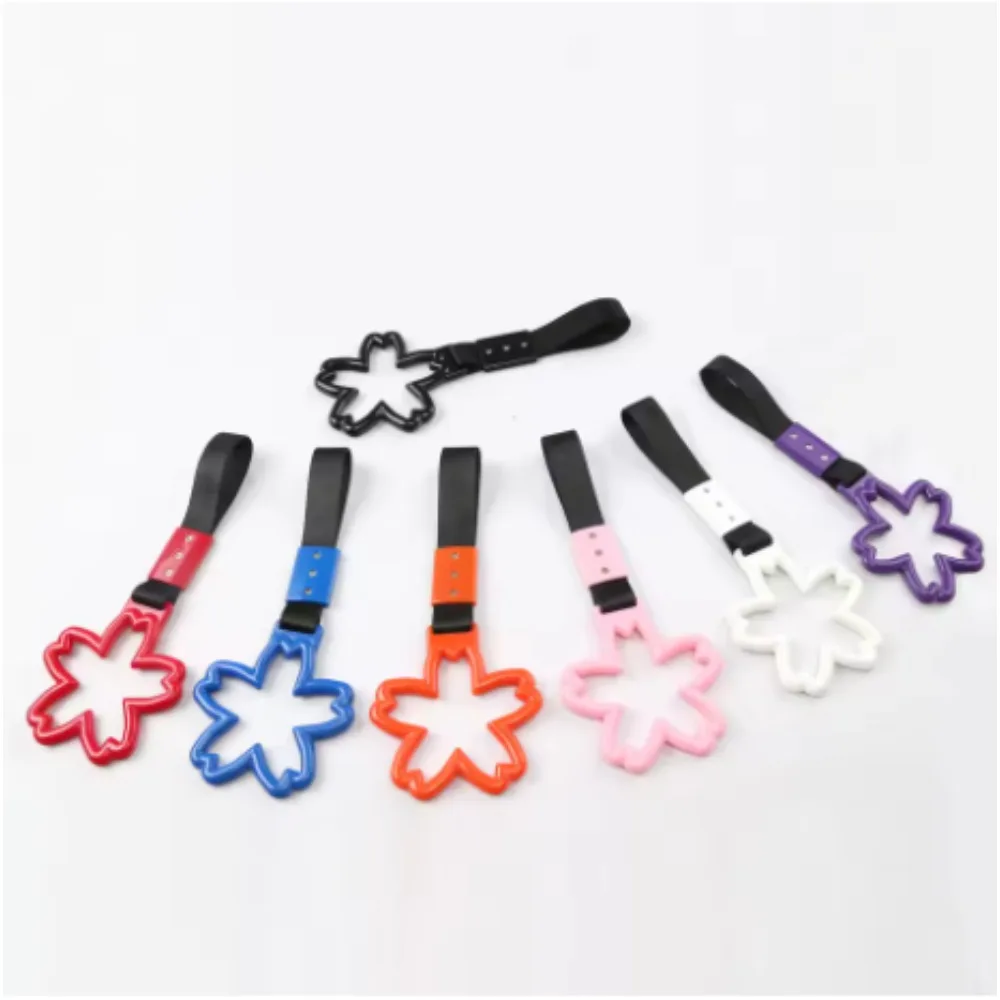 1PC Drift Racing Hand Strap Ring Handle Tsurikawa JDM Style Auto Decor Flower ABS Red Bus Hand Strap Car Interior Accessories