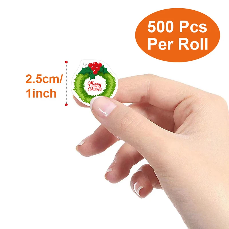 500Pcs/Roll Merry Christmas Stickers Christmas Theme Seal Labels Stickers For DIY Gift Baking Package Envelope Decor Labels