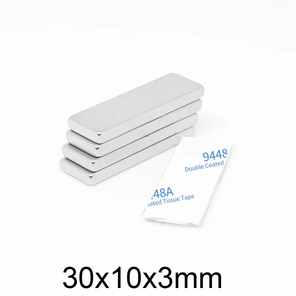 30x10x3mm Block Strong Powerful Magnet Two Side With 3M Tape 30*10*3 Sheet Permanent Neodymium Magnet 30x10x3