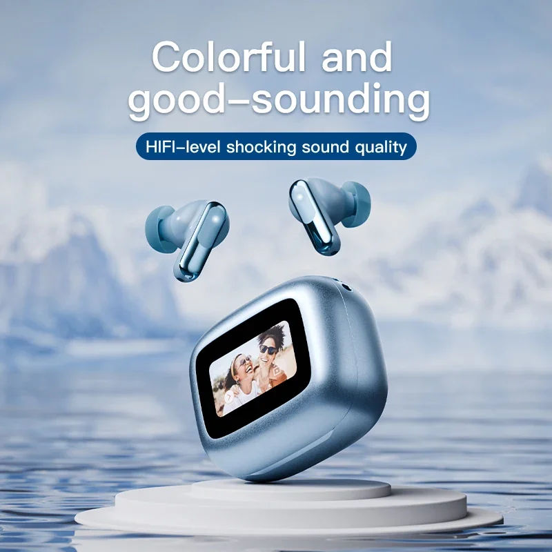 

2024 New Earphone Wireless Hifi Bluetooth-compatible 5.3 Headphone Noise Reduction Smart in-ear Headset with LCD Screen Earphone