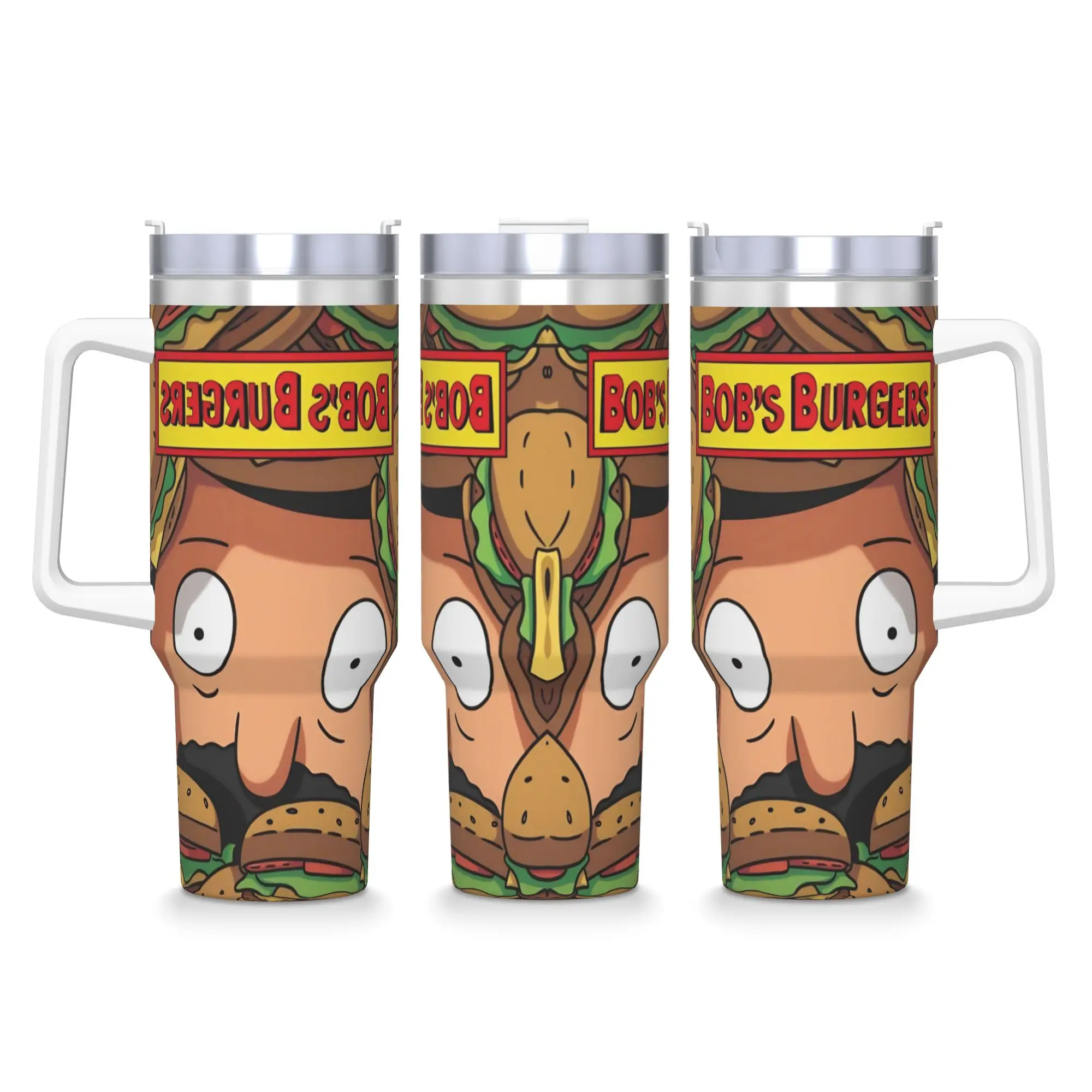 

Stainless Steel Tumbler Bob Burgers Car Mugs With Straws Beach Cold and Hot Water Bottle Keep Heat Large Capacity Thermal Mug