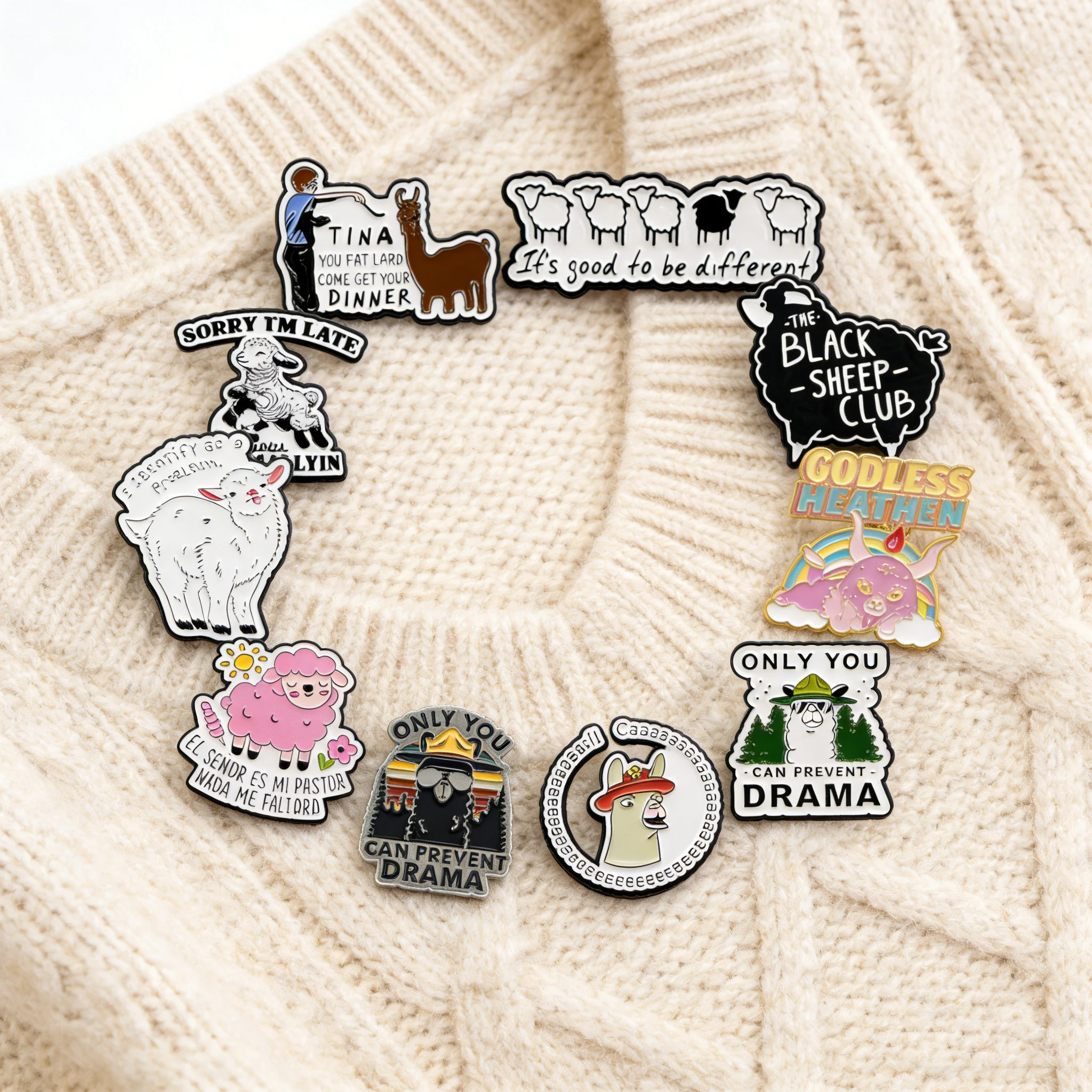 Kawaii Sheep Creativity Enamel Pins Women  Interesting Quotes Badge Backpack Collar Lapel Pin Hat Jewelry Gifts for Friends