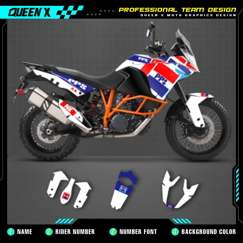 

Queen X MOTOR For KTM ADV S R 1050 1090 1190 Custom Motorcycle Graphics Decals Stickers Kits Numer Name Custom