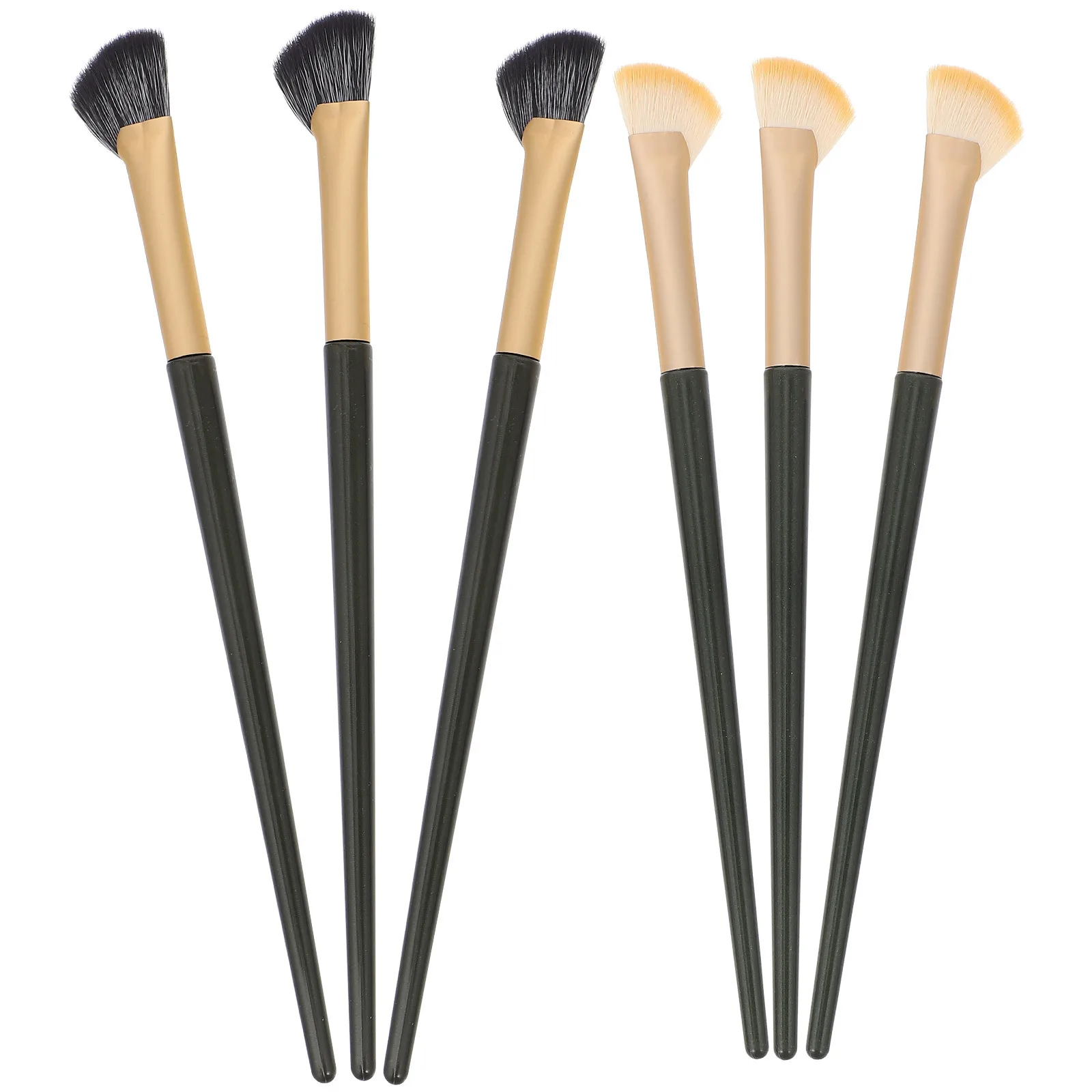 6 pezzi Set di pennelli per contorno naso Strumento per eyeliner angolato per applicazione di correttori per trucco occhi di precisione Donne Ragazze Doppio attacco