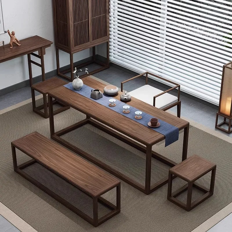 

New Chinese and chair combination room solid wood simple old elm office kung fu