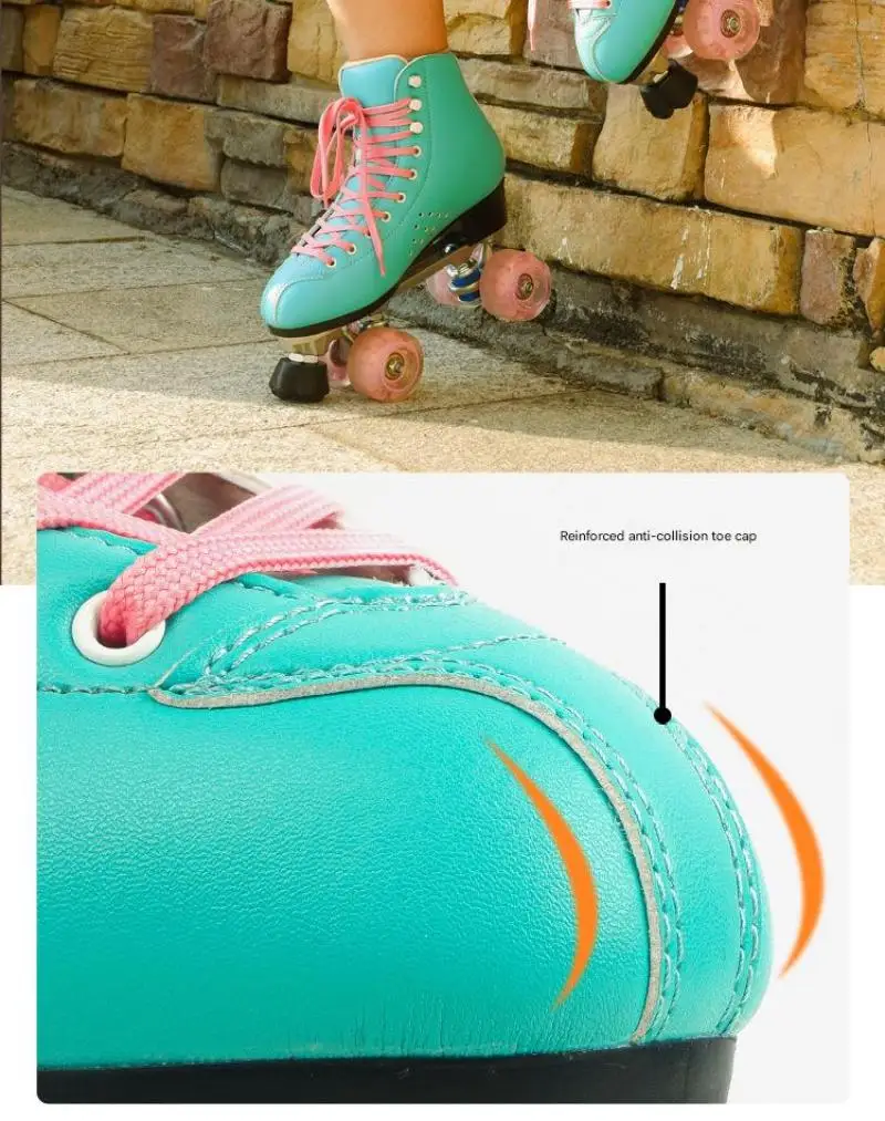 New Double Row Roller Skate Shoes 4 Wheels Skates For Women Girls Beginner Outdoor Skating Sport Training Quad Sneakers Gifts