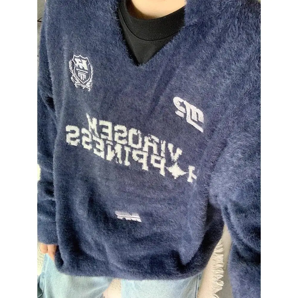 

American Sle V-Ne Spor Knitwear Men's Lazy High-End College Sle Outerwear Autumn Spring Season Casual Polyester Fiber