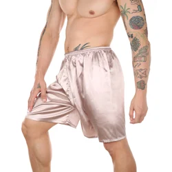 CLEVER-MENMODE De Nuit Satin Pyjamas Shorts Hommes Sommeil Bas Accueil Pyjamas Lounge Homewear Boxers viser Courts