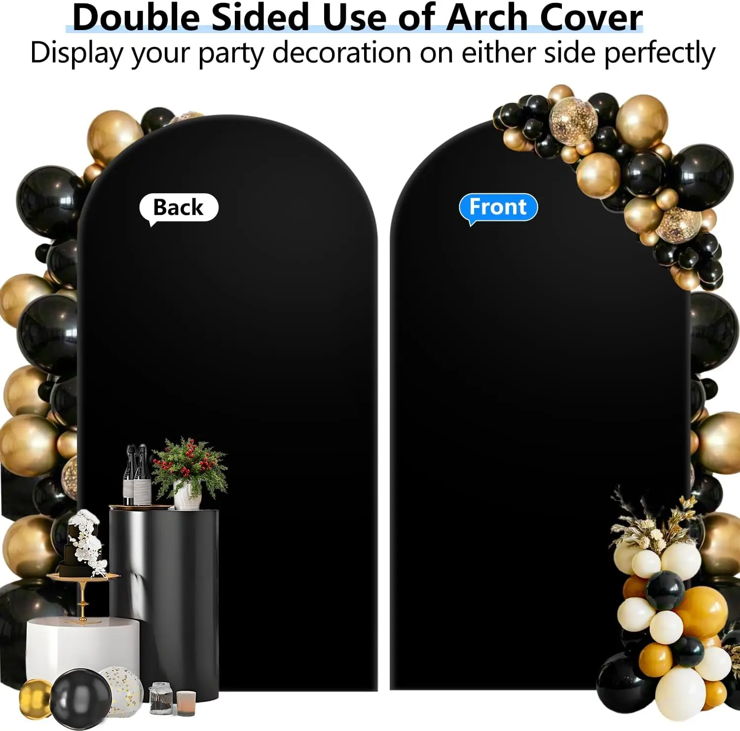 

Solid Color Black Arch Cover Backdrop Birthday Party Baby Shower Wedding Event Decoration Double Sidede Elastic Arch Stand Cover