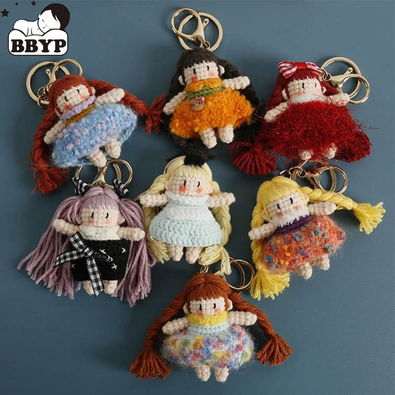 اليدوية الكروشيه الكرتون مضفر فتاة محبوك الكرتون أنيمي شخصيات دمية مفتاح قلادة عصابة المدرسية المفاتيح #1